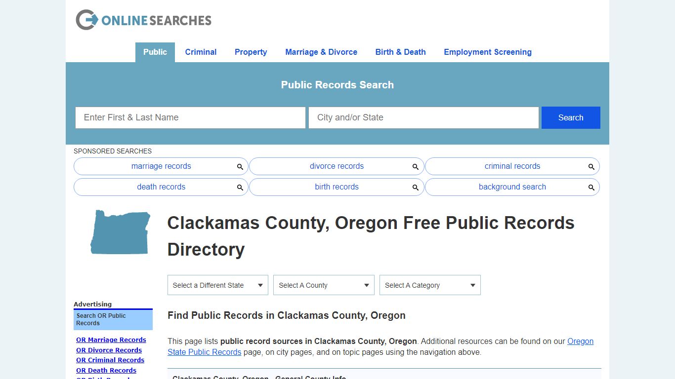 Clackamas County, Oregon Public Records Directory