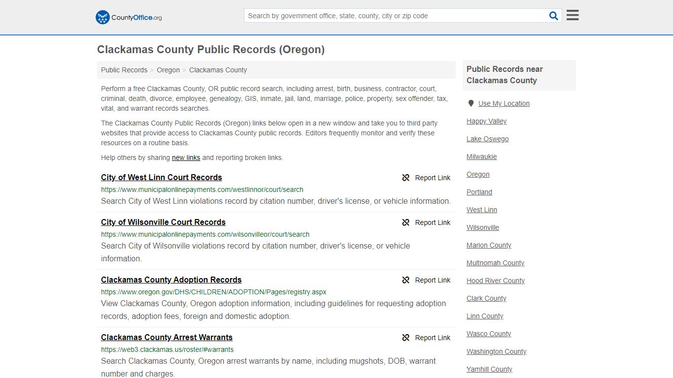 Public Records - Clackamas County, OR (Business, Criminal ...